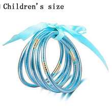 5pcs Mixed Glitter Filled Bracelets - Soft Glitter Silicone Shiny Color Bracelets - Children's Size - View 11