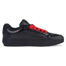 Ollieskate Black & Red Bottom Glitter Casual Skateboard Shoes, Streetwear Style For Men & Women - Black - View 3