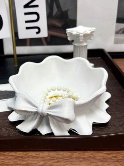 1pc New Bowknot Jewelry Tray, Jewelry Storage Box, Dainty Luxury Cute Butterfly Jewelry Holder Tray For Rings, Keys, Makeup Tools, Eyeshadow, Lipstick, Suitable For Room, Home, Bedroom, Bathroom, Desk, Decor, Unique Gift