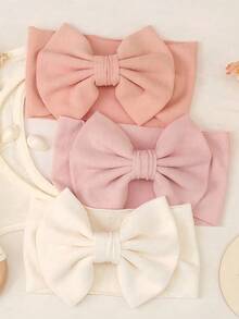 3pcs Baby Girl Striped Bow Headbands, Soft Elastic Hair Bands, Suitable For Daily Wear, Valentine's Day Gift, Valentine's Day Special - Multicolor - View 16