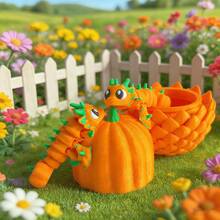 3D Imprimé Mignon Citrouille Dragon + Modèle d'Œuf de Dragon Figurine Jouet en Plastique Décoration de Bureau Sculpture Cadeau pour les Fêtes - Multicolore - Voir 5