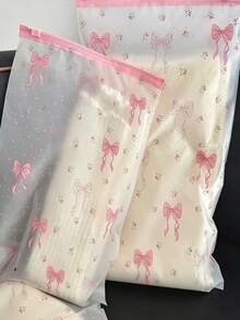 透明花卉蝴蝶結拉鍊衣物收納袋，旅行收納袋，衣物與鞋子收納袋，密封衣物收納袋 - 彩色 - 查看 7