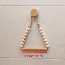No-Drill Toilet Paper Holder Rustic Style Rope Wooden Ball Combined Adhesive Installation Toilet Paper Rack Bathroom Accessories - 1個 - 查看 5