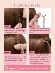 Human Hair Microlink Hair Extensions Microbead Human Hair Extensions Real Human Hair Micro Beads Fish Line Extensions Seamless Loop Hand Tied Hair Micro Loop Blonde Hair Extensions Bleach Blonde Cold Fusion Extensions For Daily - Multicolor - View 10