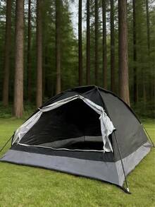 1pc Large Straight Door 2-3 Person Silver-Coated Camping Tent, Easy Assembly, Foldable, Storable, Mosquito-Proof With Mesh, Suitable For Outdoor Camping, Park Picnic, Fishing, Home Use, Sun Shelter - B - View 2