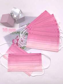 10er-Pack Farbverlauf Pink Einweg-Staubmasken aus Vliesstoff für Erwachsene - Blush-infundierter Stil für modischen Schutz! - Babypink - Übersicht 1