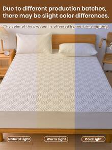 1pc Waterproof Solid Color Quilted Fitted Sheet, Fitted Sheet Mattress Protector, Soft And Comfortable, Dust-Proof And Moisture-Proof Mattress Cover, Multiple Colors Available, Bedding Gift, Bedroom Decor, Not 100% Waterproof, Deep Pocket - Multicolor - View 7
