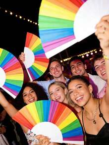 1 chiếc - Quạt cầm tay cầu vồng gấp gọn, quạt vải gấp 7 inch dùng để làm mát mùa hè, đạo cụ cho các bữa tiệc khiêu vũ, quạt làm mát mini. - Nhiều màu - Xem 5