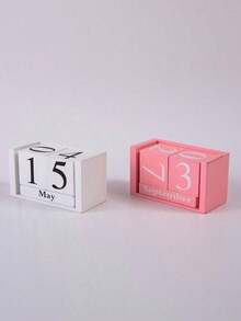 1pc Minimalist Pink & White Wooden Calendar, Desktop Decorative Crafts High-End Home Decoration Back To School,Back To School,School Supplies - 1pc/pink - View 8