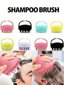 硅胶头皮按摩刷，柔软硅胶刷毛头皮清洁器，去除头皮屑，促进头发生长，干湿两用护发 - 彩色 - 查看 1