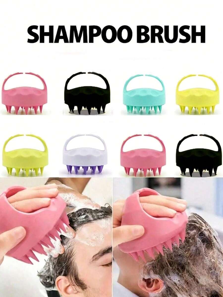 硅胶头皮按摩刷，柔软硅胶刷毛头皮清洁器，去除头皮屑，促进头发生长，干湿两用护发 - 彩色 - 查看 1