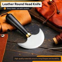 [Free Shipping]Round Head  With Ebony Wooden Handle, Leather WorFKing Tool, Sharp Cutting Tool, Round Cutting Edge For Cutting, Skiving, Crafting & Artistic Project (S) - Small - View 4