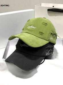 New Unisex Korean Style Distressed Baseball Cap, Fashionable Multi-Function Embroidered Sun Hat - A - View 6