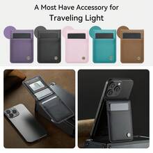 LC.IMEEKE 1 chiếc ví da PU từ tính có nam châm, kèm giá đỡ thẻ, phụ kiện tương thích với iPhone 17 16 15 14 13 12 Pro/Pro Max/Plus/Mini dành cho nam, ví đựng tiền mini, ví cầm tay, ví nhỏ đựng thẻ, vật dụng cần thiết khi đi du lịch. - màu đen - Xem 9