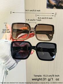 2副女士大框方形时尚眼镜，咖啡色和黑色镜框，聚碳酸酯材质，轻盈佩戴无压迫感，适合日常穿搭，附眼镜盒 - 彩色 - 查看 8