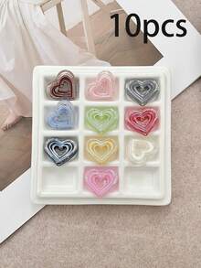 10pcs Transparent Heart & Star Shaped Acrylic Beads, Hollow Pendant DIY Phone Charm Accessories - Powder-filled Version - View 9