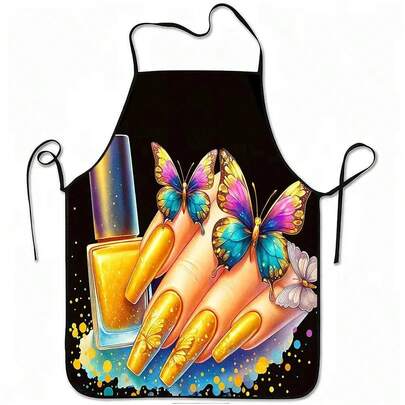 1 Pc Printed Assorted Cooking Adult Tie Aprons, Whimsical Cartoon Printed BBQ Baking Aprons, Sleeveless, Durable And Comfortable Fit Apron For Cooking, Baking, Cleaning With Vibrant Feline Illustration, Personalized Waterproof Sleeveless Scoop Neck Bib Apron, Ideal Gift For Cat Lovers For Christmas, Thanksgiving, Halloween For Fun