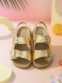 1 Pair PU Toddler Boys/Girls New 3D Textured Beach Sandals, Non-Slip, Fashion Casual Classic, Suitable For Summer - Rose Gold - View 6