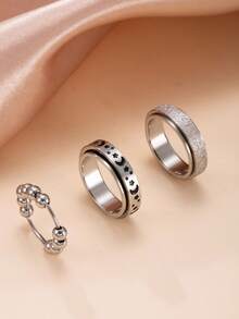 Bộ 3/6 chiếc nhẫn giảm căng thẳng cá nhân hóa, bao gồm dây chuyền hình ngôi sao và mặt trăng, thiết kế hạt mờ, phong cách tối giản phù hợp cho cả nam và nữ, quà tặng lý tưởng cho hàng ngày, hẹn hò, tiệc tùng, ngày lễ. - Nhiều màu - Xem 17