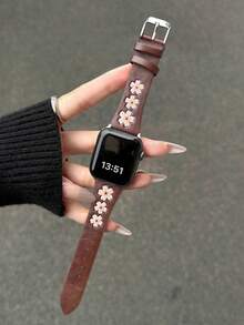 1条布艺彩色皮革表带，兼容表带，适用于38mm、40mm、41mm、42mm、44mm、45mm、46mm、49mm表径，以及 Ultra、10/9/8/7/6/5/4/3/2/1 SE系列。 - 粉紅棕色 - 查看 1