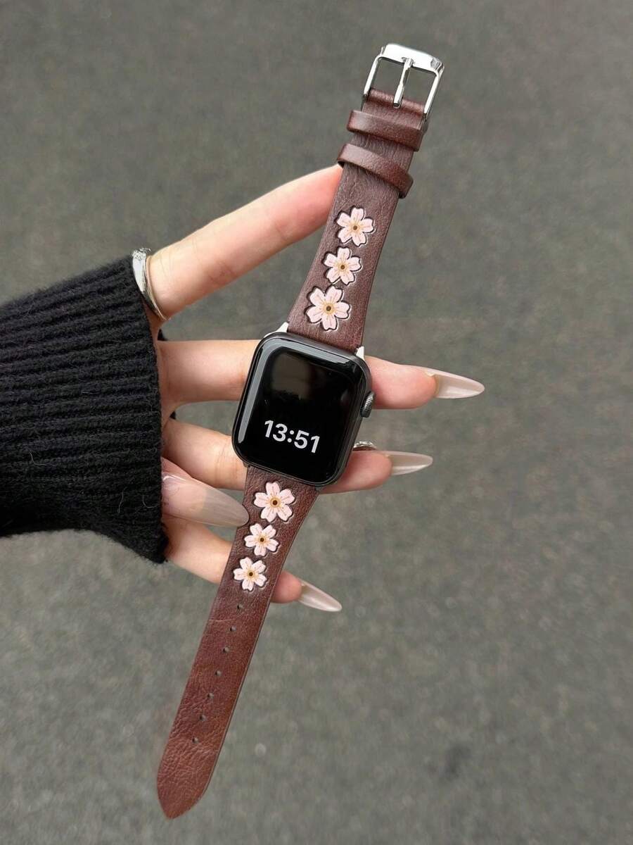 1条布艺彩色皮革表带，兼容表带，适用于38mm、40mm、41mm、42mm、44mm、45mm、46mm、49mm表径，以及 Ultra、10/9/8/7/6/5/4/3/2/1 SE系列。 - 粉紅棕色 - 查看 1