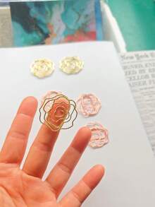 10/20pcs Rose Gold Metal Bookmarks, Floral Shaped Stationery Creative Student Gifts Paper Clips - Rose Paperclip - View 4