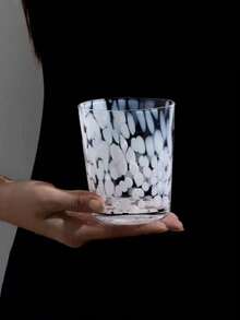 1 chiếc cốc thủy tinh in họa tiết mực loang màu, độc đáo, sáng tạo, chất lượng cao, thích hợp đựng cà phê latte/sữa/nước ép, dùng trong nhà hàng, phòng khách, quán cà phê, tiệc tùng. - trắng - Xem 1