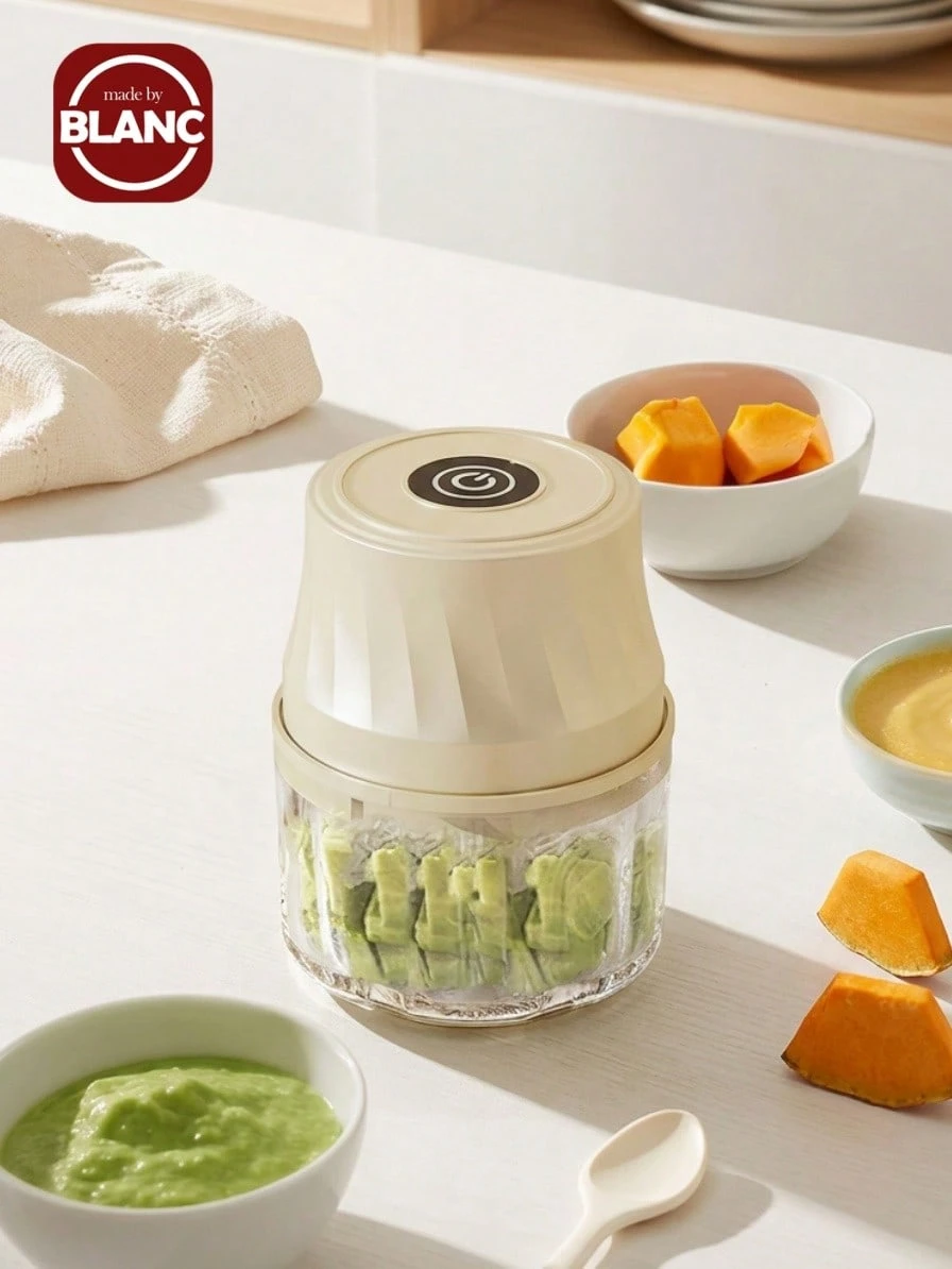 MY-13 三刀片强力无线家用电动蒜蓉器、小型家用绞肉机、香料研磨机，容量 350 毫升，配备 500mAh 可充电锂电池 - 彩色 - 查看 1