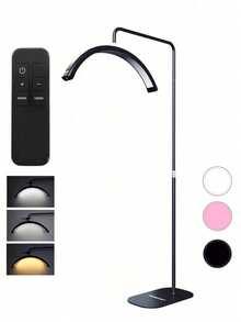 Lámpara para Pestañas, Kit de Lámpara de Pie LED de 24 Pulgadas, Lampara para Pestañas LED Temperatura de Color Ajustable Lampara de Pie LED para Teléfono Control Remoto, para Salón de Belleza Maquillaje - Negro - Ver 1