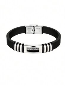 21厘米不锈钢链硅胶手链，可水洗，男士夏季款 - 幾何 - 查看 5