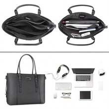 MOSISO PU Cuero para Portátil Tote Bolso para Mujer 17-17.3 Pulgadas Gris - 17.3 Pulgadas - Ver 3