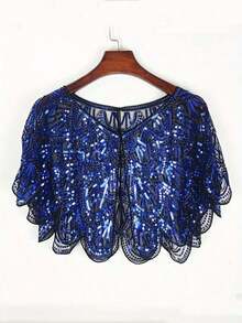 New Sequin Shawl, Vintage Style Elegant Short Cape Women Parties With Breathable & Shiny Lightweight Fabric Accessories Women Valentine Day Valentines - Green - View 9