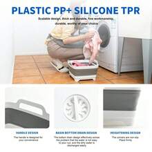 Collapsible Wash Basin 9L, Foldable Dish Tub With Drain Plug, Portable Collapsible Dish Basin, Camping Sink For Washing Dishes, Laundry & Kitchen Use,Gray - Grey - View 4