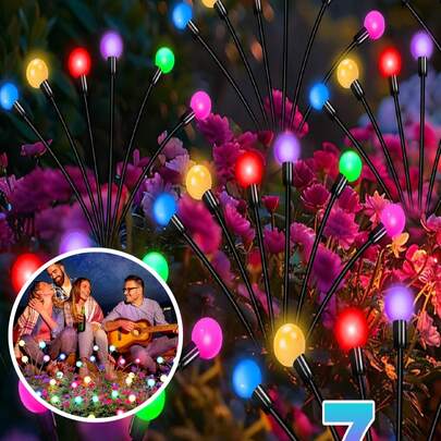 Bộ 2 đèn đom đóm LED năng lượng mặt trời, chống thấm nước, đèn trang trí ngoài trời lắc lư cho sân, hiên nhà, sân sau, vườn, lối đi (Nhiều màu)