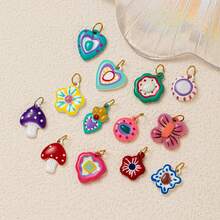 1pc Dopamine Inspired Jewelry Pendant Accessories, Includes Mushroom, Flower, Heart, Polka Dot, Butterfly Patterns. Made Of 18K Stainless Steel Plating, Suitable For Daily Bag Decoration, Necklace, Bracelet, Phone Strap, Keychain Pendant Accessories - Multicolor - View 6