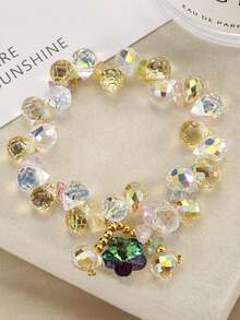 1pc Korean Style Elegant Crystal-Like Heart Bracelet - Multicolor - View 12