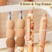 Bộ 4 bút bi gel có thể xóa hình chuột lang Capybara dễ thương, mực xanh 0.5mm - Bút bấm, bút học sinh văn phòng dành cho nữ, hộp đựng bút nhiều lớp dung tích lớn, đồ dùng học tập thiết yếu cho năm học mới. - Nhiều màu - Xem 7