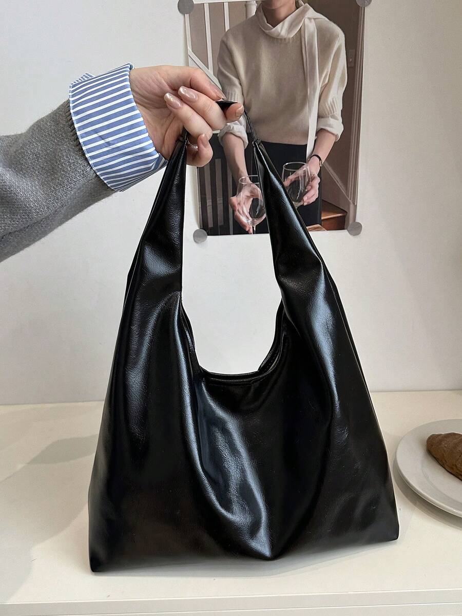 Large Capacity Retro Soft Solid Color Women's Shoulder Bag, Multifunctional Crossbody Bag Tote Bag, Casual Commuter Bag For Women