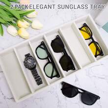 Velvet Fashion Glasses Organizer - Multifunctional Glasses, Jewelry (Rings, Necklaces, Bracelets, Watches) Storage Tray, Unisex - Beige - View 11