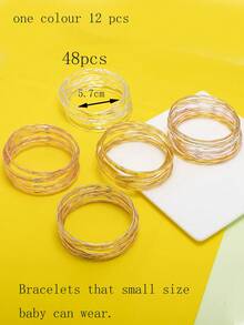 12 chiếc vòng tay kim loại dẹt, trơn, thiết kế độc đáo, cá nhân hóa, có thể xếp chồng lên nhau. - Nhiều màu - Xem 14