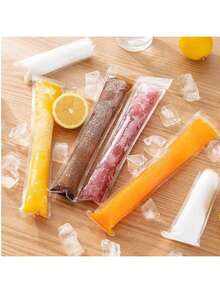 50pcs Long Ice Cream Bags, Suitable For Vegetables/Juices, Fruit Purees, Ice Cream, Frozen Fruits, Can Be Sealed At Low Temperatures, DIY Ice Cream Bags And Food Packaging Bags, Party Kitchen Gift Bags, Disposable Lollipop Ice Bags, Crushed Ice Bags, Transparent Self-Sealing Lollipop Ice Bags - Multicolor - View 6