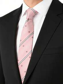 1pc Crown Striped Necktie, Suitable For Formal, Business, School, Casual Occasions,Accessories,Festival,Graduation Gift,Accessories - Multicolor - View 3