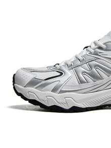CAMEL CROWN Women's Outdoor Casual Shoes, Spring/Summer Retro Casual Hiking Shoes With Shock Absorption, Silver Lightweight Outdoor Sneakers - White/Black - View 2