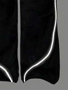 少女数字印花短袖T恤和裤子套装 - 黑色 - 查看 6