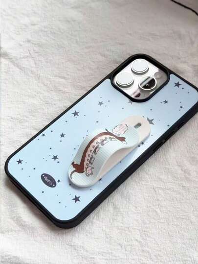 1pc Blue Sausage Dog & Brown Bear Cute Bandage Design Retractable Phone Holder, Artistic & Practical Smartphone Accessory, Suitable For All Devices, Phone Grip Stand For IPhone, Android, Birthday Gift For Family And Friends, Pullout Phone Grip