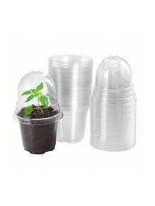 3pcs/Set Plant Nursery Pots, Soft Transparent Plastic Gardening Pot, Planting Containers Cups Planter, Small Starter Seed Starting Trays For Seedling, Garden Supplies - A - View 1