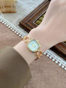 1pc Gold Casual Bamboo Fashion Watch Band, Suitable For Women's Quartz Watches For Daily Wear, Retro Couple Style, Best Gift - 金色 - 查看 5