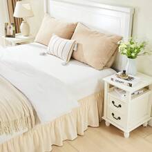 VOLTITO 1pc Elastic Bed Ruffle - Easy Wrap Around Ruffle - Microfiber Bed Skirt With Adjustable Elastic Belt 15 Inch Tailored Drop - Hotel Quality Bedskirt, Fade Resistant (T/F/Q/K) - Màu be - Xem 6