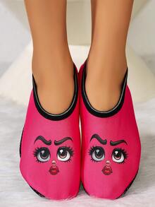 女士套脚家居拖鞋 - 柔软防滑保暖鞋底，舒适内里，四季皆宜，用途广泛，适合瑜伽、潜水、舞蹈、旅行和酒店穿着，方便携带，可机洗，送给妈妈的礼物，图案随机 - 玫紅色 - 查看 6