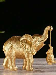 Estatua de elefante de buen augurio - Elegante estilo dorado/plateado, escultura de resina con decoración dorada/plateada, decoración de arte moderno adecuada para estantería, sala de estar, oficina y cafetería; decoración del hogar exquisita; decoración del hogar simbólica para mejorar el ambiente interior. Regalo de vacaciones - Multicolor 3 - Ver 7